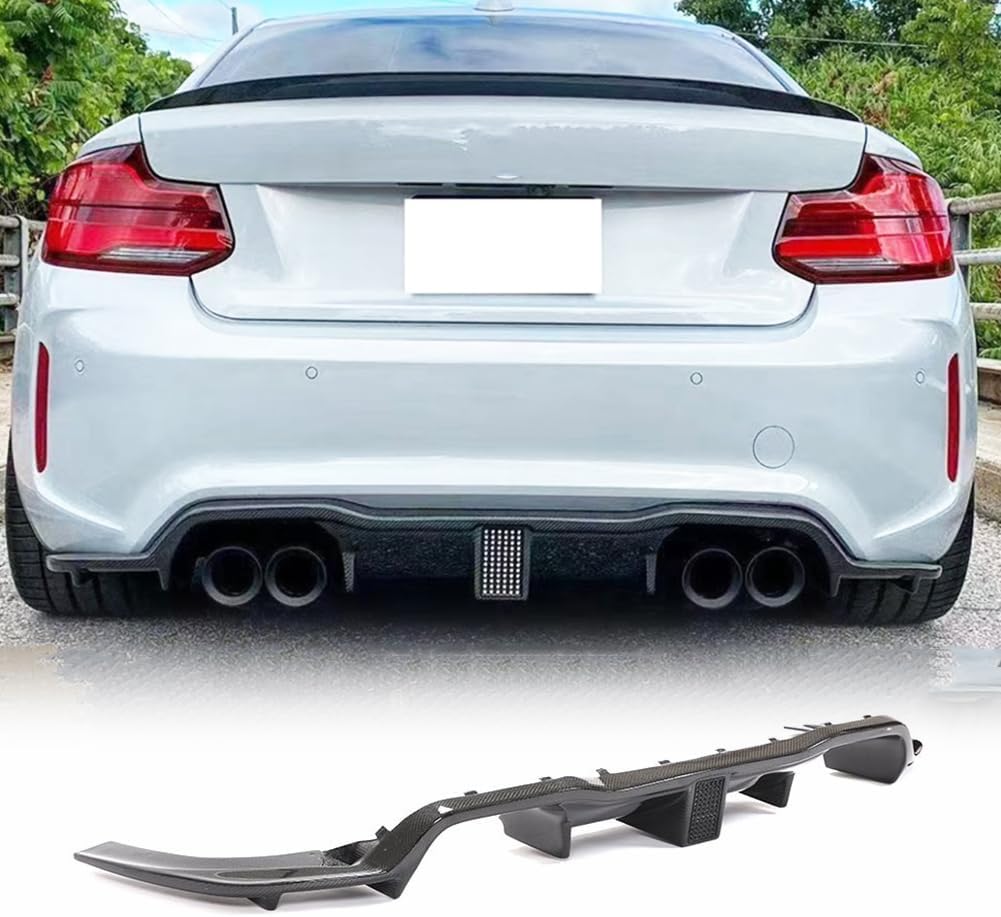 Carbon Fiber Rear Diffuser fits for BMW F87 M2 M2c Coupe 2016-2020 Bumper Cover Lower Lip Spoiler Valance Protector Body Kits Factory Outlet（with LED Light）