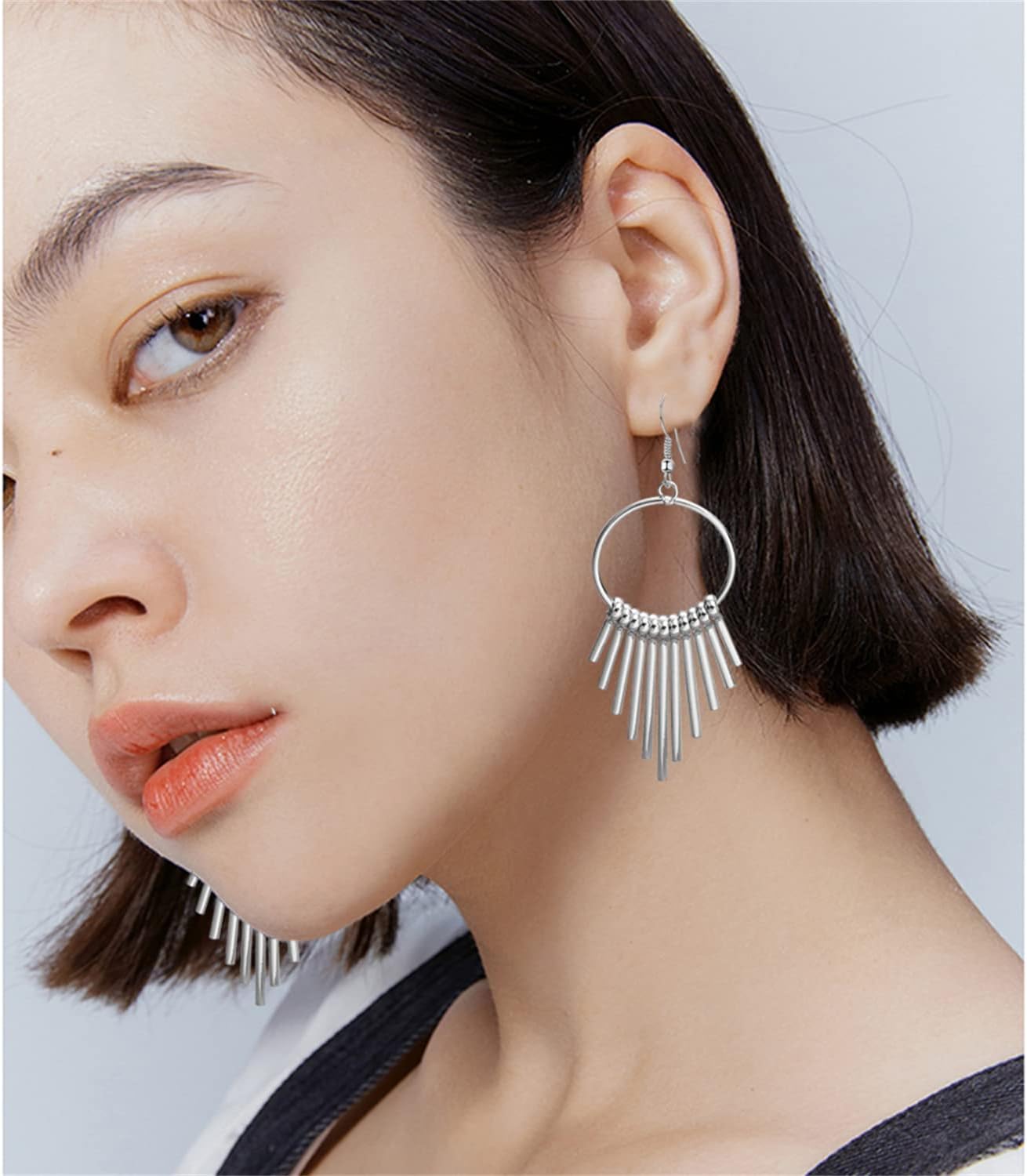 Elegant Bohemian Vintage Long Gold Tassel Dangle Drop Earrings Hypoallergenic Minimalist Hollow Round Bar Dangle Earrings for Women Jewelry Gifts - Image 5