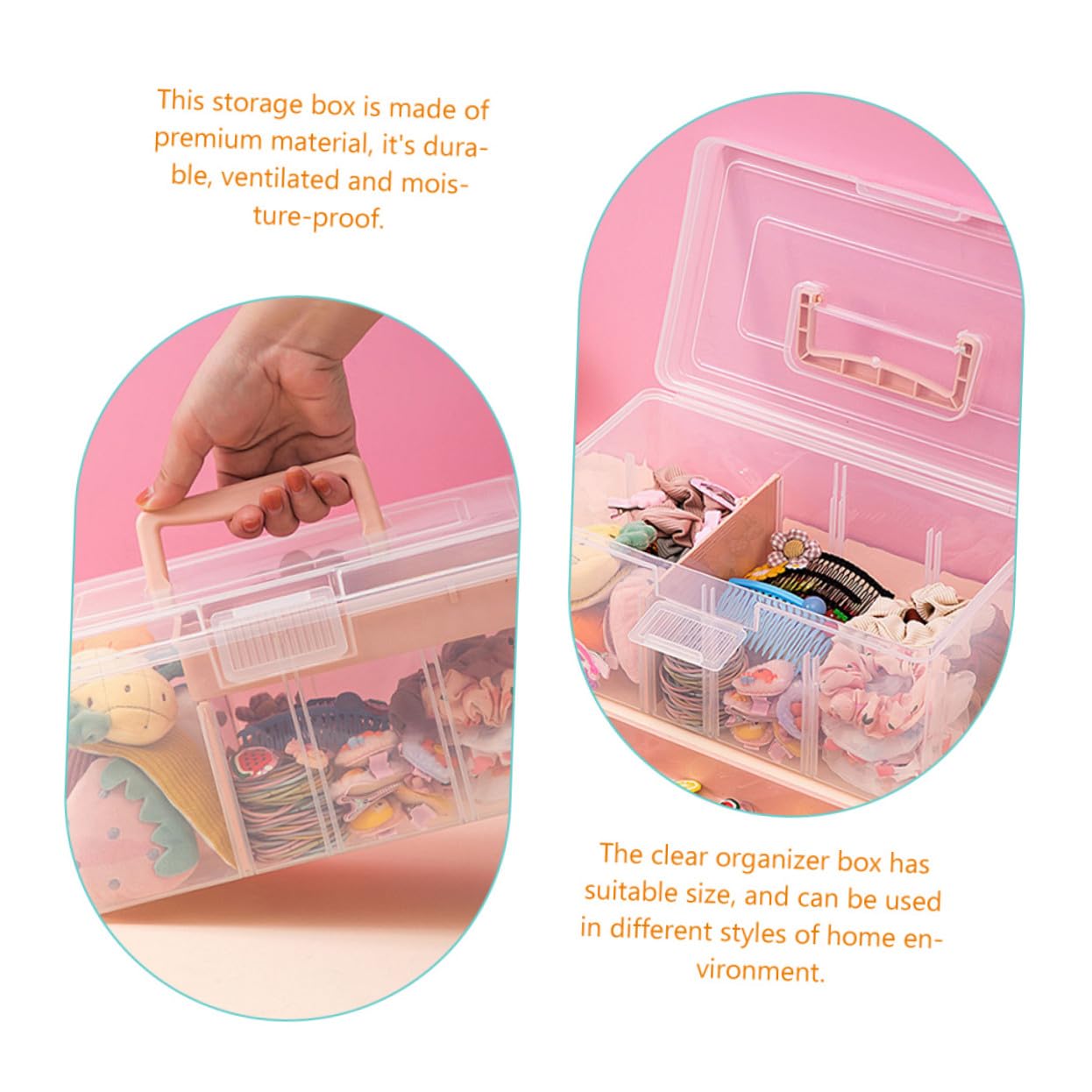 Caja de Almacenamiento Transparente con Asa Tapa Fácil de Abrir Organizador Multipropósito para Hogar Oficina y Escuela Contenedor Apilable para Ordenación