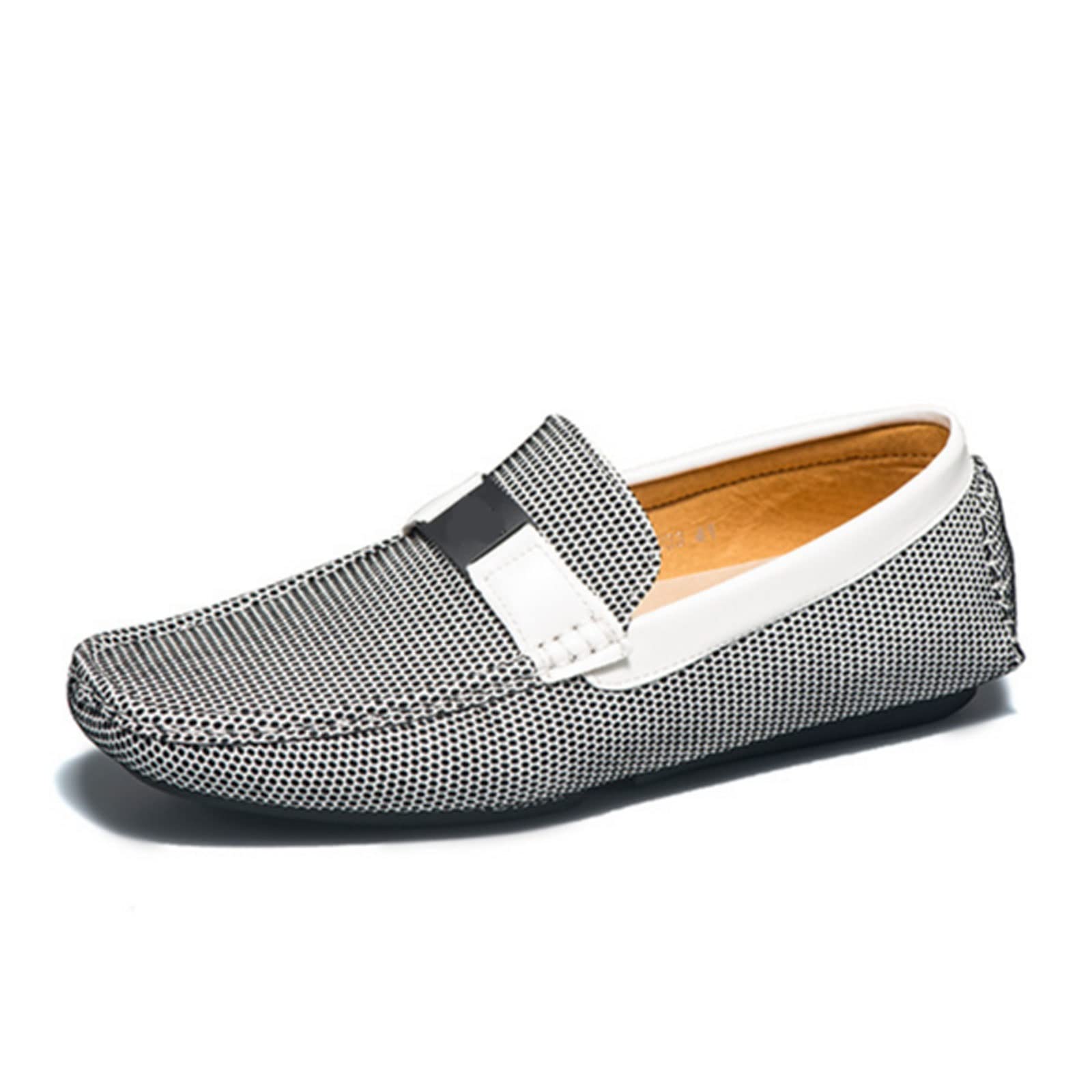 ZUMLED Casual Shoes Men Shoes Spring Autumn Boat Shoes Men Leather Comfy Drive Men Loafers Shoes (Color : Gray, Size : 44)