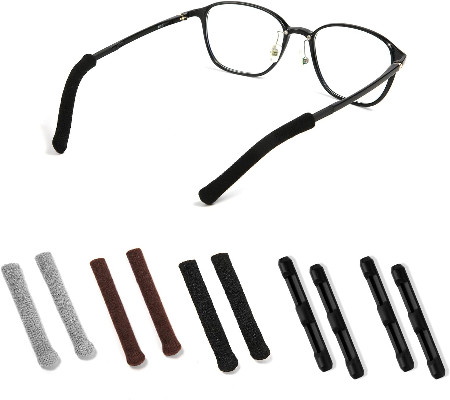 5 Pairs Eyeglass Ear Cushions, Knitted Glasses Arm Cover & Silicone