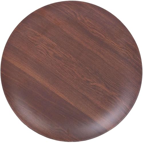 Miniatura 6 de Efavormart - Paquete de 6 platos de postre de melamina de 8 pulgadas, color marrón rústico, resistente, con estampado redondo de grano de madera,