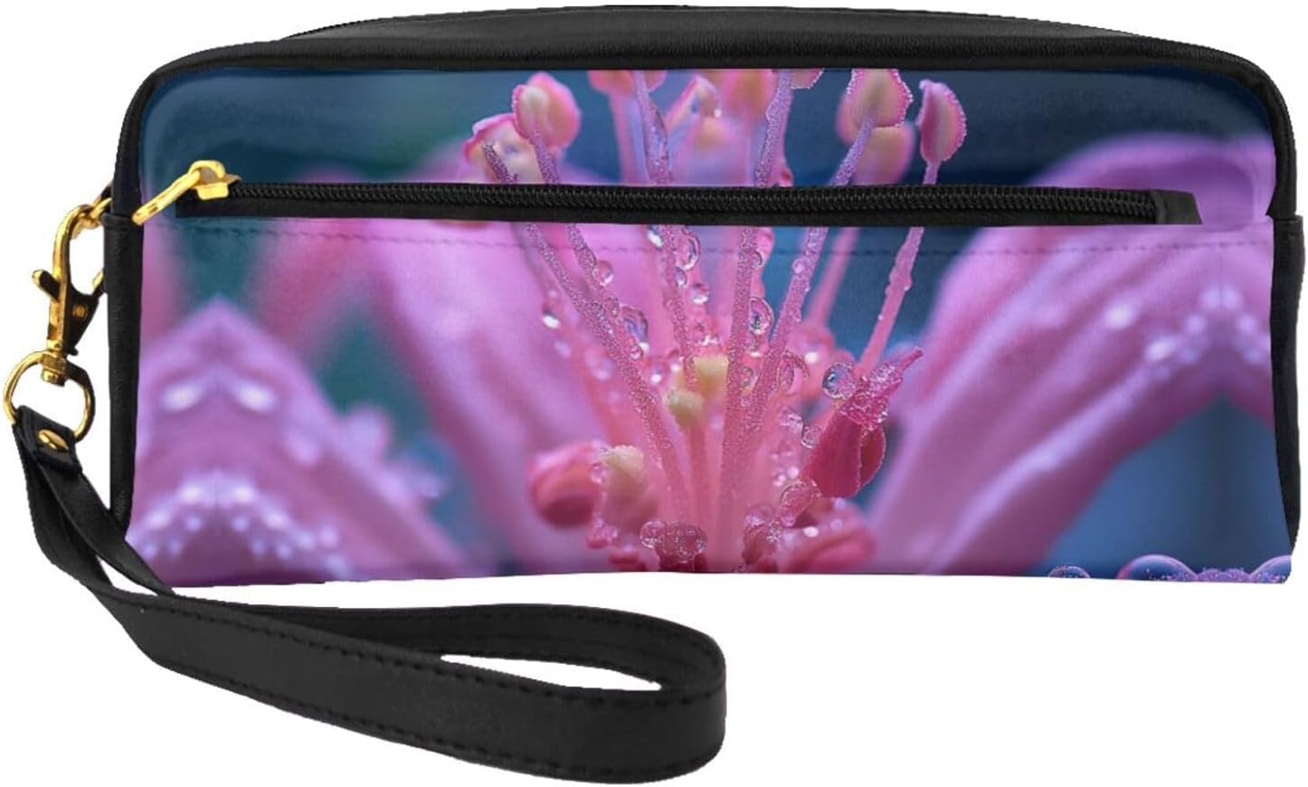 Lily flowers filled with dew Versatile Travel Makeup Bag - Double-Sided Print, Ultra-Soft PU Leather Cosmetic Organizer for Women, Mothers Day Gifts & Teacher Appreciation