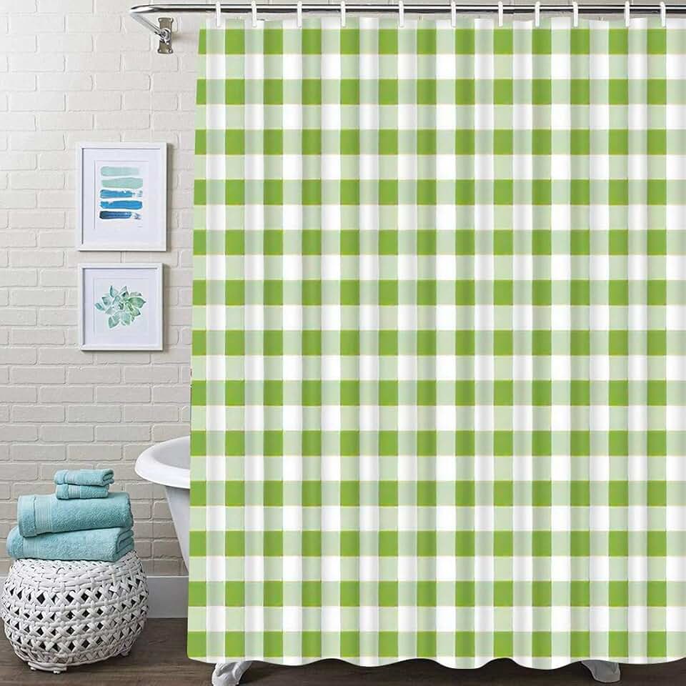 green buffalo check curtains