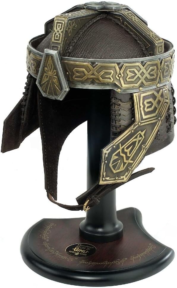 Gimli Helmet Replica, Dwarf Warrior Helmet, Detailed Engraved Design with Display Stand