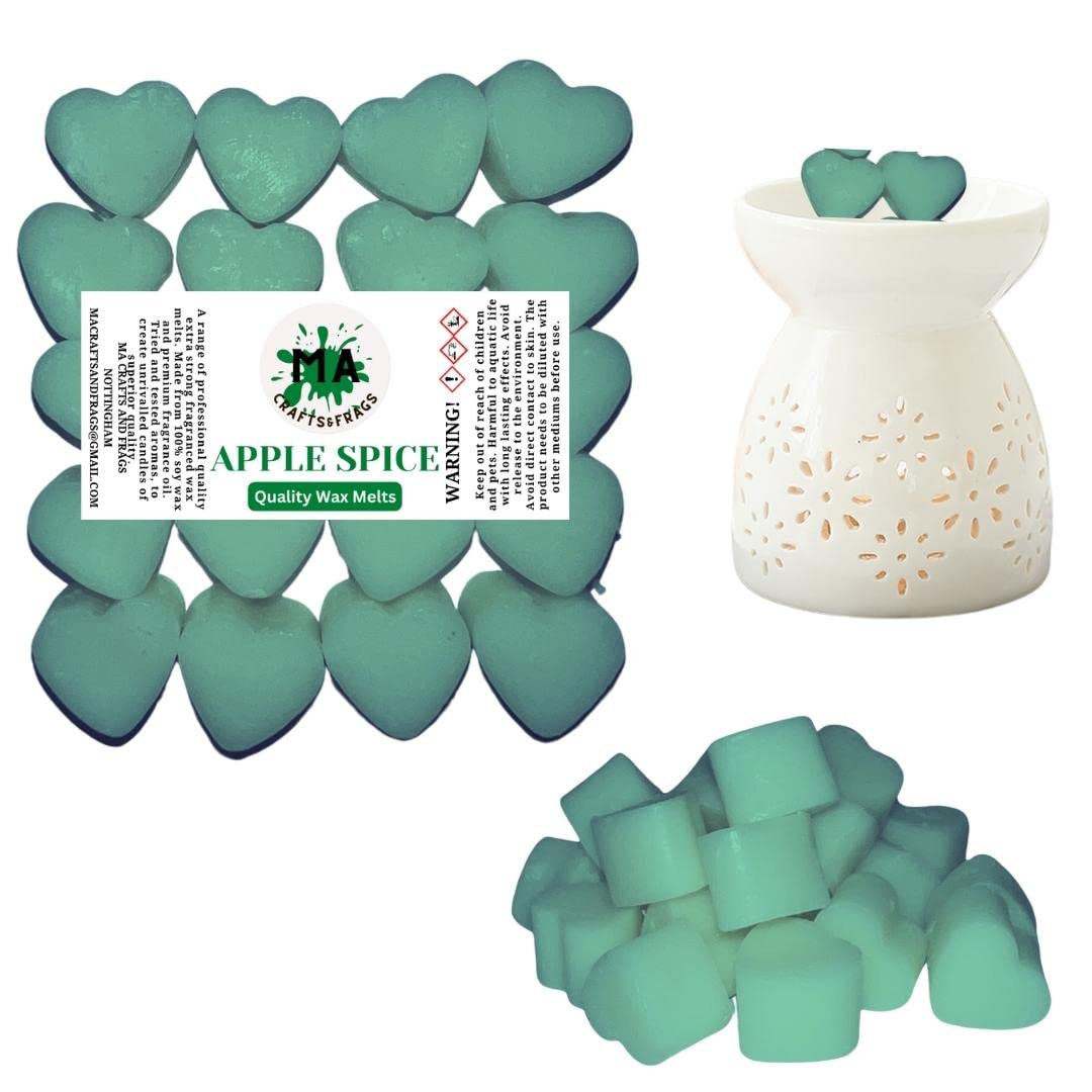 20 x Highly Scented Wax Melts Mini Hearts Many fragrances Designer Inspired (Apple Spice)