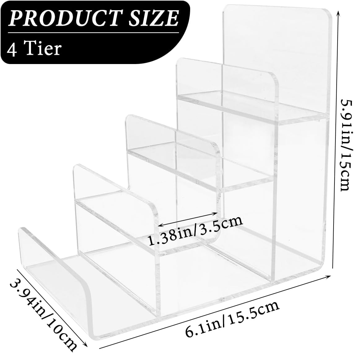 Acrylic Display Rack, Perfume Organiser, Wallet Display Rack, Cosmetic Display Rack for Home Decoration (4 Tiers), 4 Layers