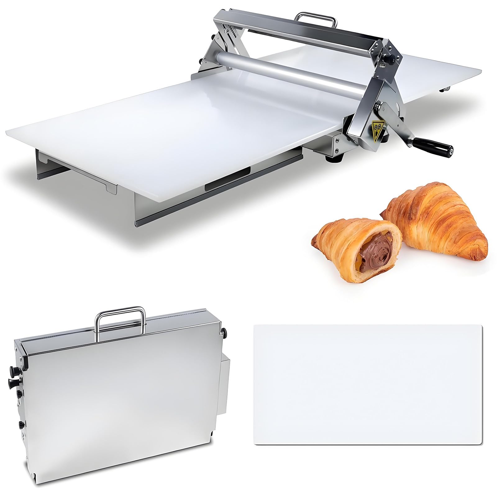 WIANQIAN Manual Dough Roller Machine, Foldable Dough Sheeter Machine, Home Commercial Dough Roller Machine, Easy To Clean, Foldable, Adjustable Thickness, For Croissants, Puff Pastry, Egg Tarts M