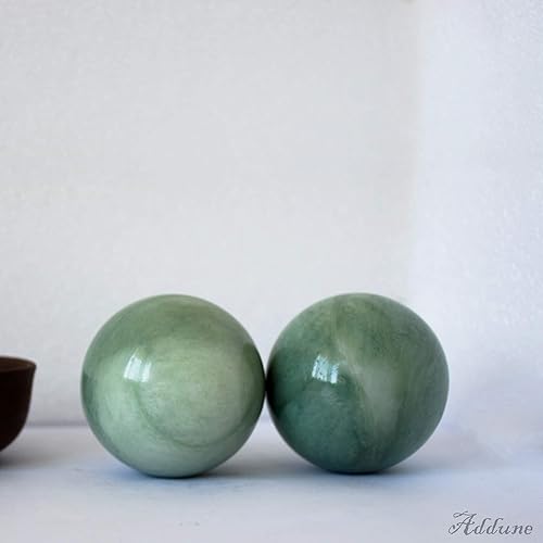 Vista 5 de Bolas de baoding verde oscuro mármol chino salud ejercicio masaje bolas aliviar el estrés ejercicio de la mano relajarse dedos regalo