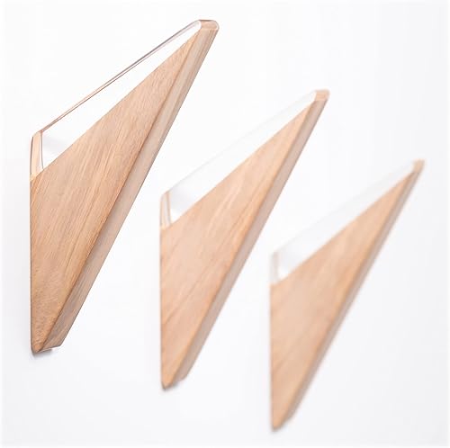 Gancho de pared (juego de 3, transparente). Madera de olivo maciza y resina acrílica. Moderno de mediados de siglo, minimalista, escandinavo, para