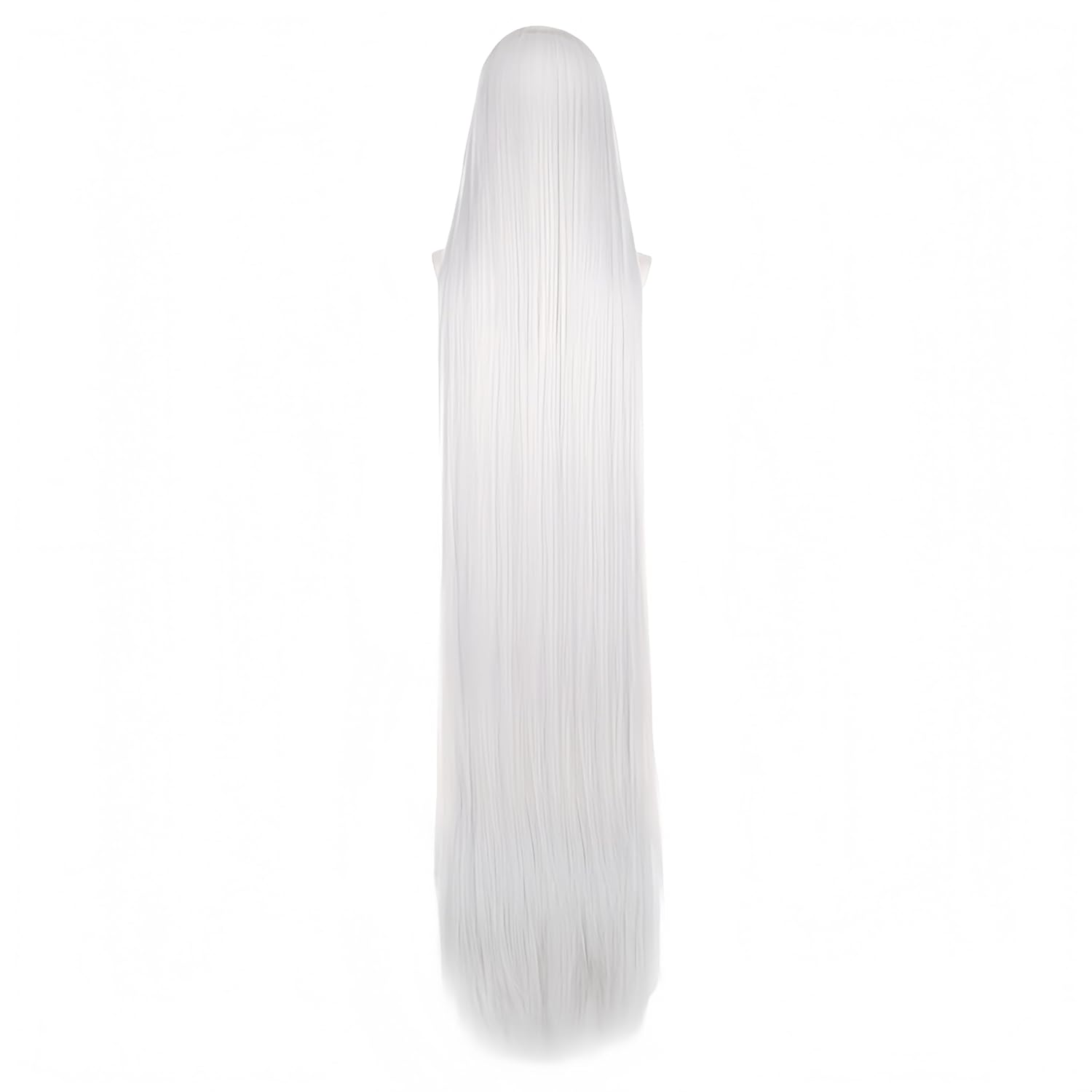 silver-002 150cm Extra‑Long DIY Cosplay Wig Straight with Uncut Bangs Heat Resistant Synthetic Hair for Anime Game Character – Cut & Style Any Look, Adjustable Cap (59 Inch)