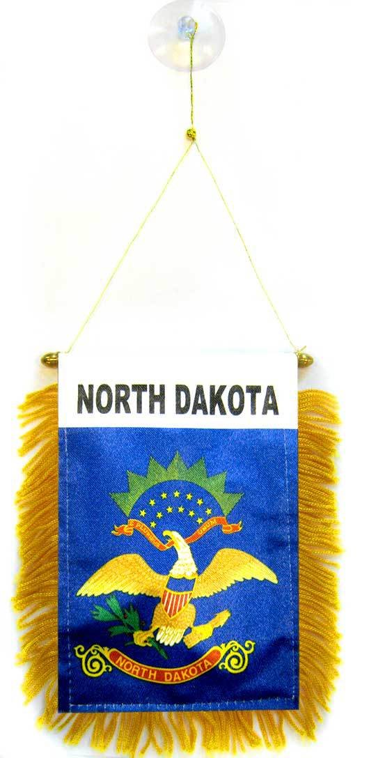 AZ FLAG, North Dakota Mini Banner, 6'' x 4'', 100% Polyester US state of Dakota du Nord Small Pennant for Car