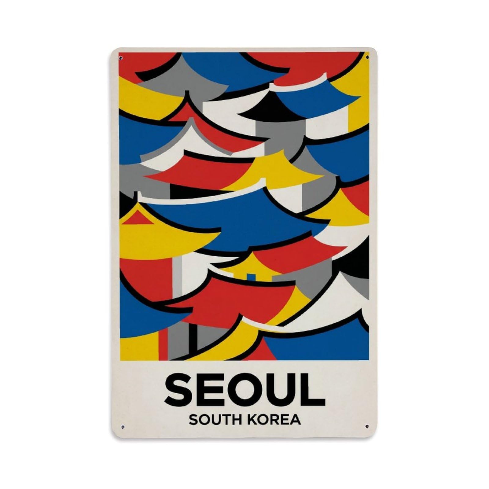 Metal Tin Sign Vintage Travel Seoul Korea Rooftops