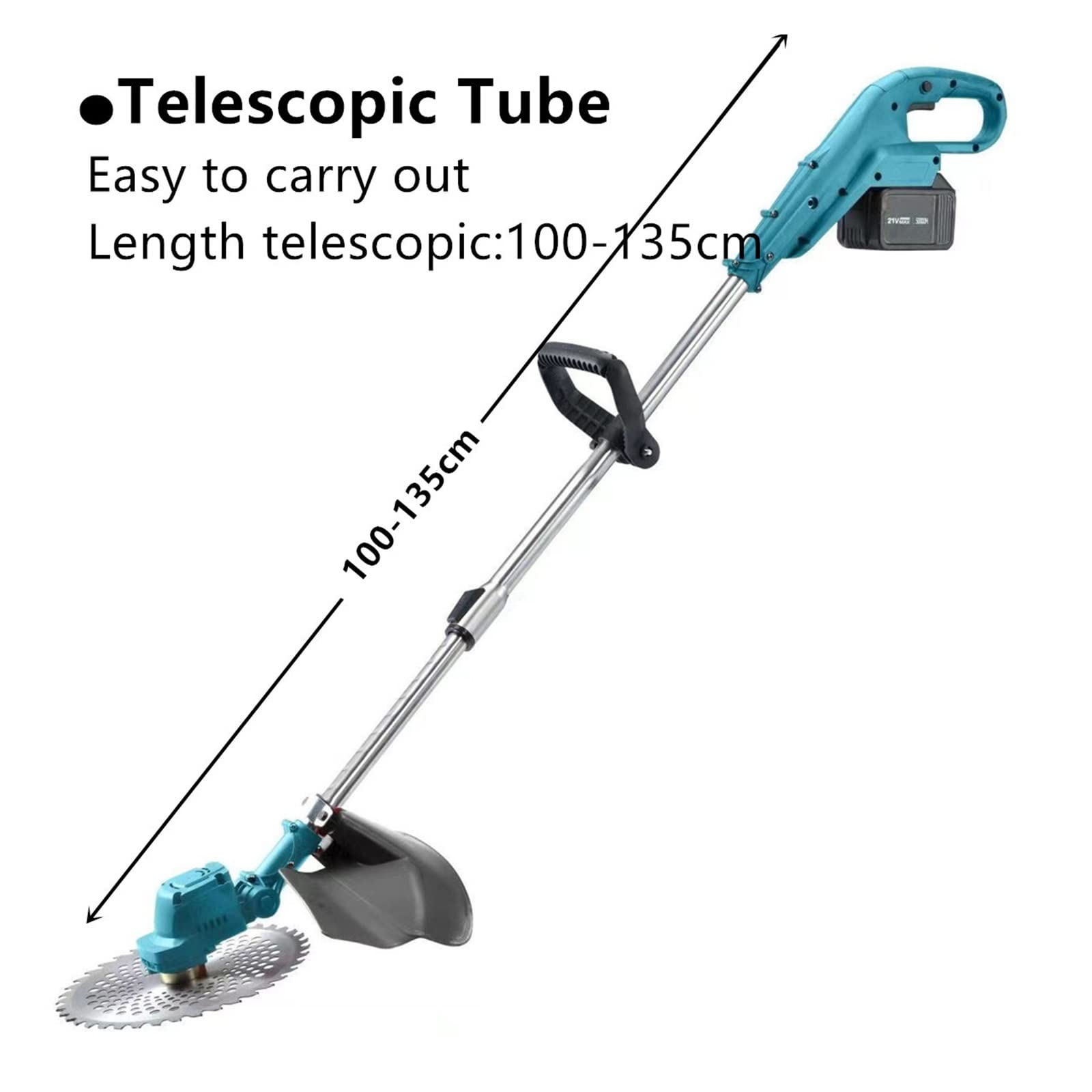 Tondeuse à gazon, Tondeuse à gazon électrique sans fil de 9 pouces moteur brosse coupe-herbe longueur réglable Angle télescopique élagage outil jardin(Without battery set)