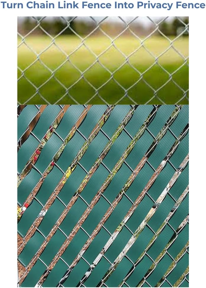 Chain Link Fence Privacy Tape Green 250 ft x 1.85 in – PVC Fence Covering Kit with 250 Fasteners & 2 Hole Punch Tools – Fence Slats Alternative Privacy Screen for Backyard Garden Fence