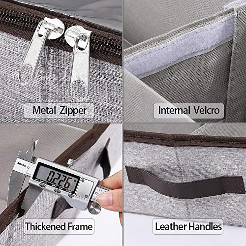 HOONEX-Under-Bed-Shoe-Storage-Organizer-with-Adjustable-Dividers-Shoe-Holder-with-Leather-Handles-2-Pack-Store-24-Pairs-Grey