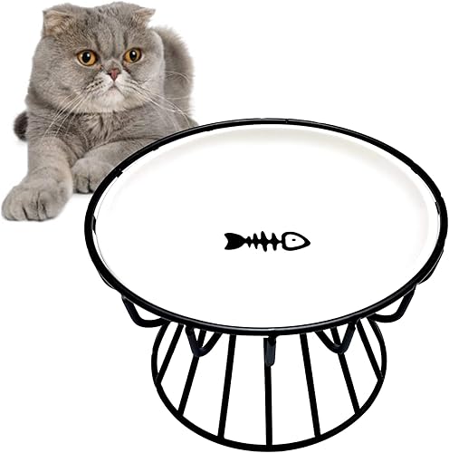 Cuencos elevados para gatos, cuencos elevados de comida para gatos, cuenco de comida elevado de cerámica para gatos, cuencos antivómitos para gatos