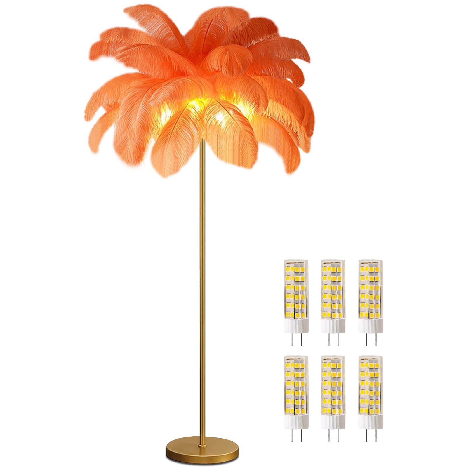 Lampadaire nordique simple en plumes d'autruche pour salon et chambre moderne