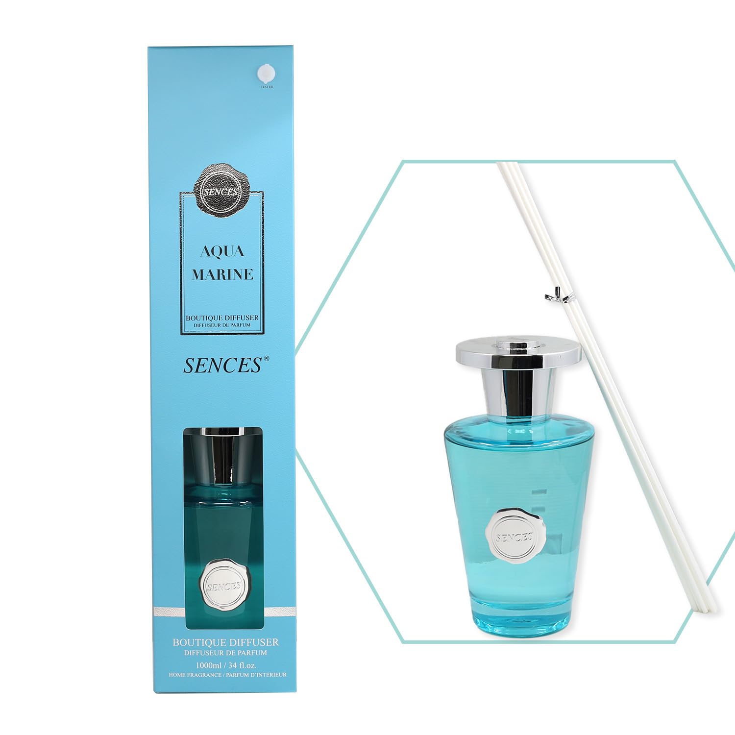 UNIQUE HOME LIVING Boutique Reed Diffuser 1000ml Scented Wick Fragrance Aqua Marine Aromatherapy