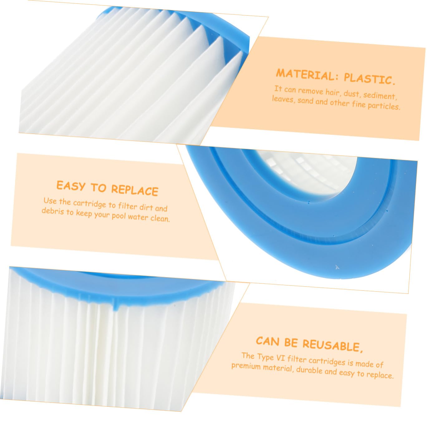 6 Piezas Filtro Piscina Tipo Vi Cartuchos Filtro Agua Duraderos para Bomba Herramienta Limpieza Agua Piscina Compatible Elementos Filtrantes Reemplazo