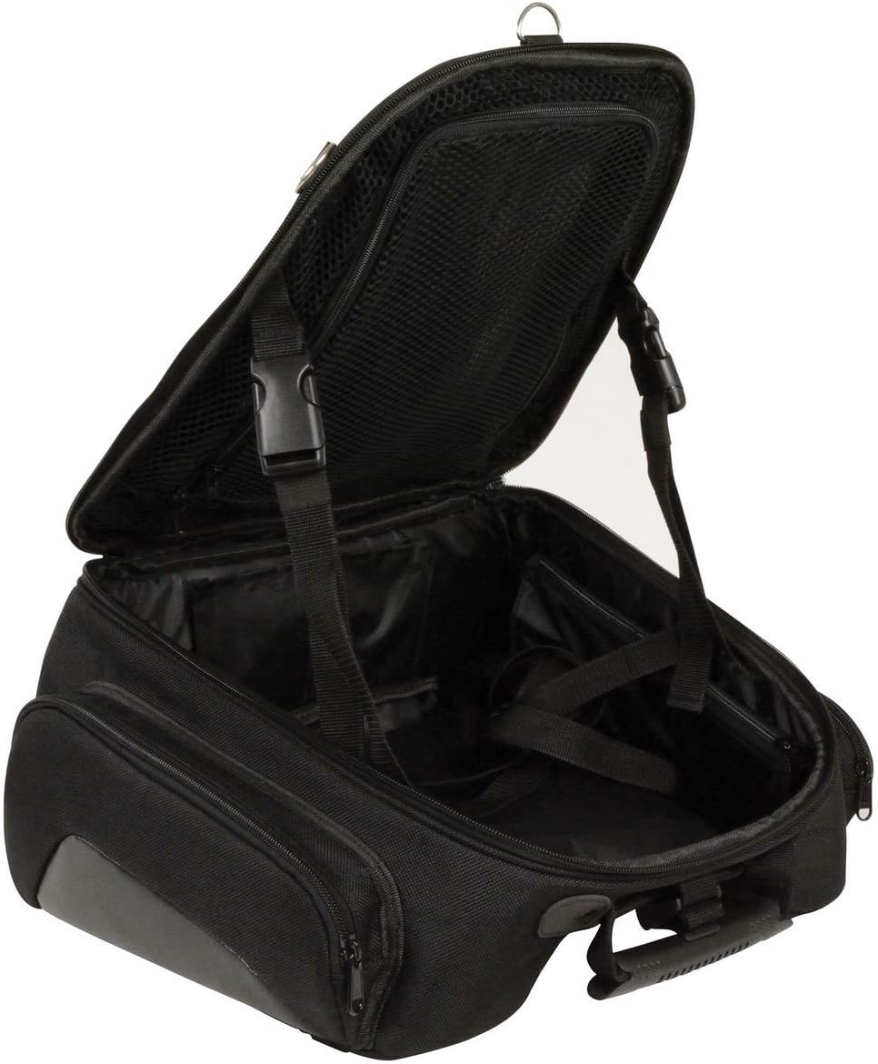 Milwaukee Leather MP8105 Large Black Textile Motorcycle Back Rack Sissy Bar Bag with 4 Outer Pockets - One Size
