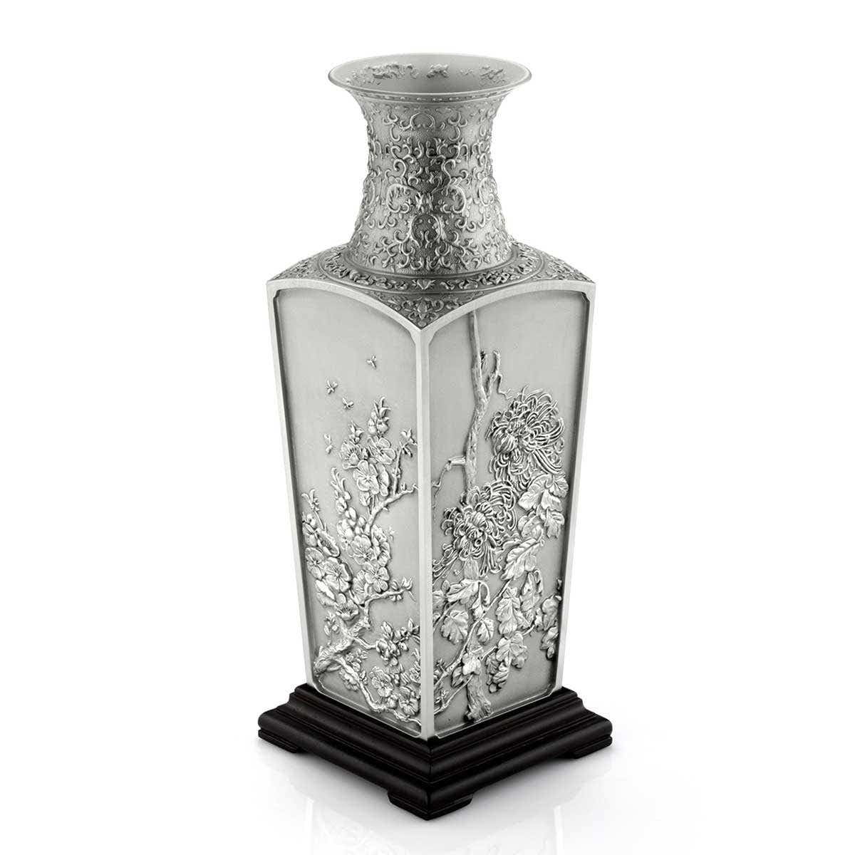 ★ Selangor Pewter 四面花図花瓶 銀色 Amazon.com: Royal Selangor Hand Finished Four Seasons Collection