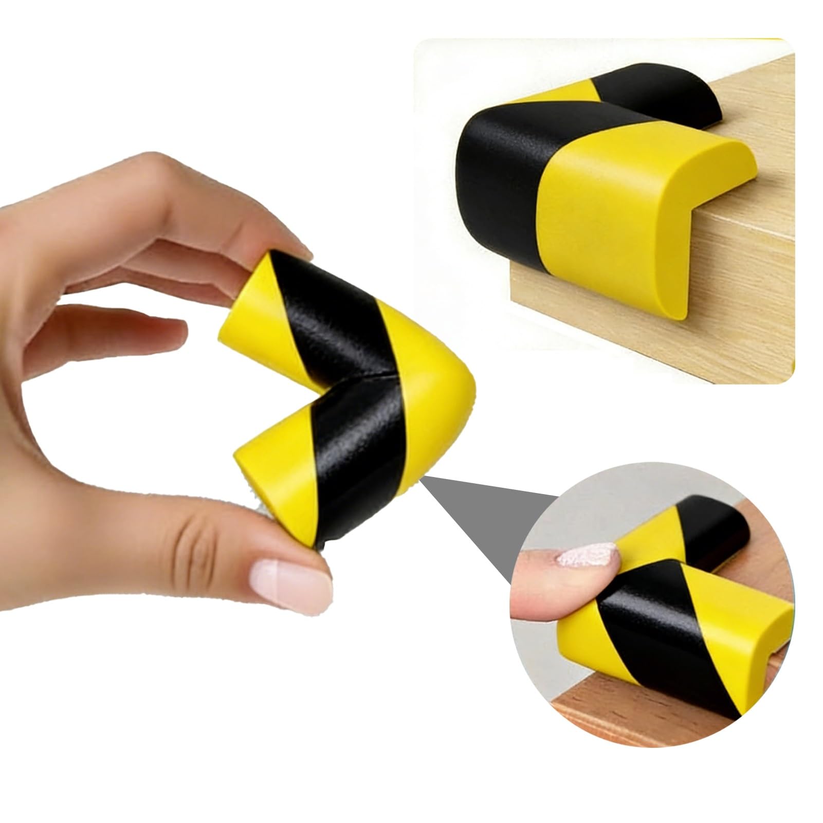 Protezioni Angolari A L In Schiuma NBR, Protezioni Per Bordi Autoadesive | Strisce Di Segnalazione Giallo-nere Ad Alta Visibilità, Per Mobili E Sicurezza Industriale(12PCS)