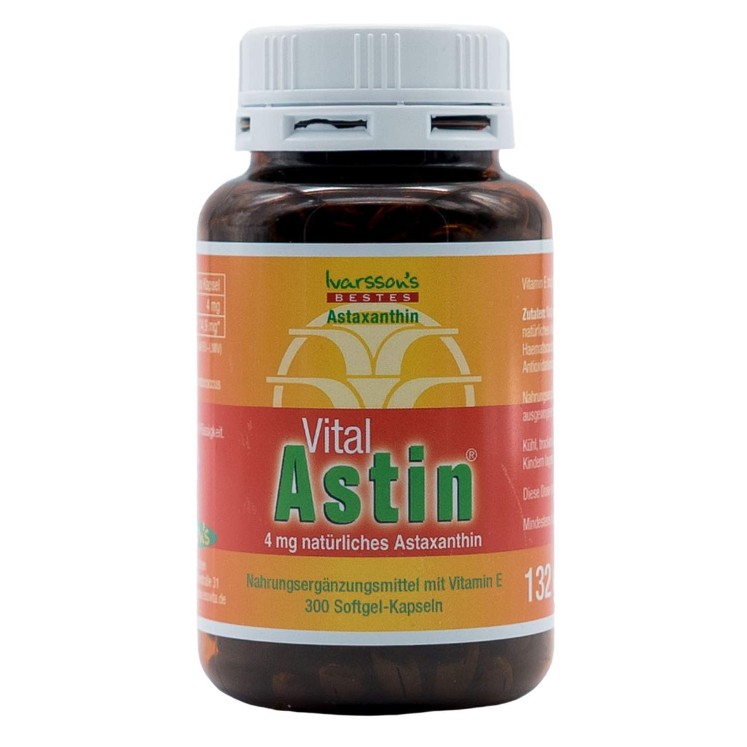 VitalAstin Astaxanthin 300 Kapseln – Natürliches Astaxanthin aus Algen, 4 mg pro Kapsel