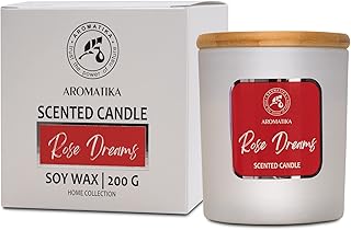 Scented Candle Rose Dreams - Essential Oil Aromatherapy Candle - Soywax Candle - Up to 45 Hours Burn Time - Glass Candle Gift - Luxury Soy Wax Candle for Home Scented - Home Scented Candles