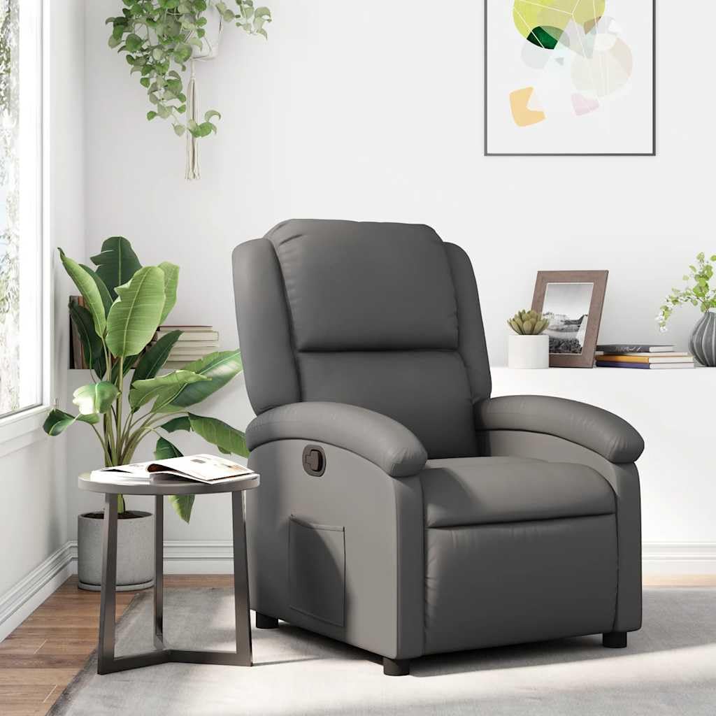 Fauteuil de relaxation manuel en cuir synthétique Gris