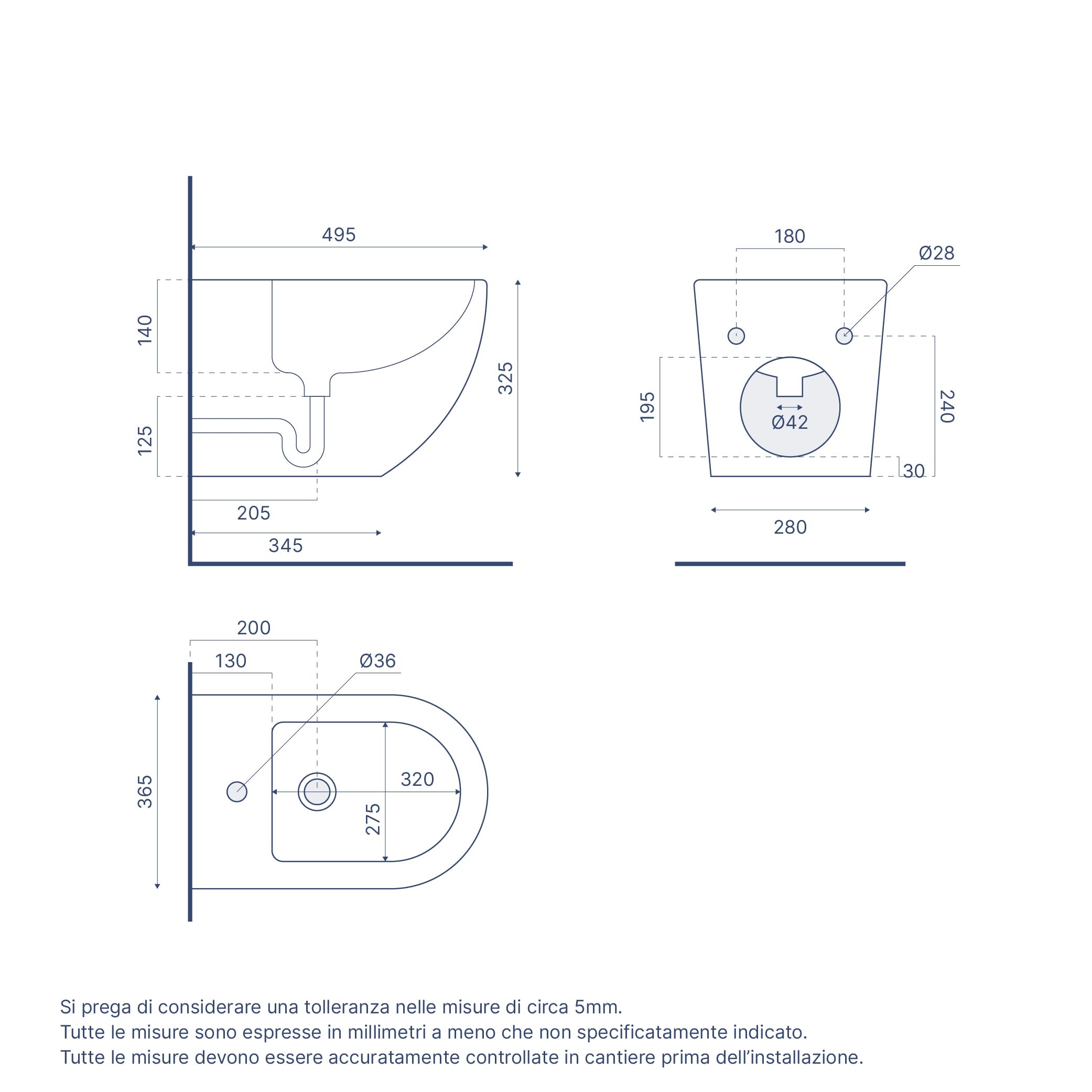Vaso Bidet Sospeso Rimless Senza Brida Sedile Soft-Close Mod. Parigi