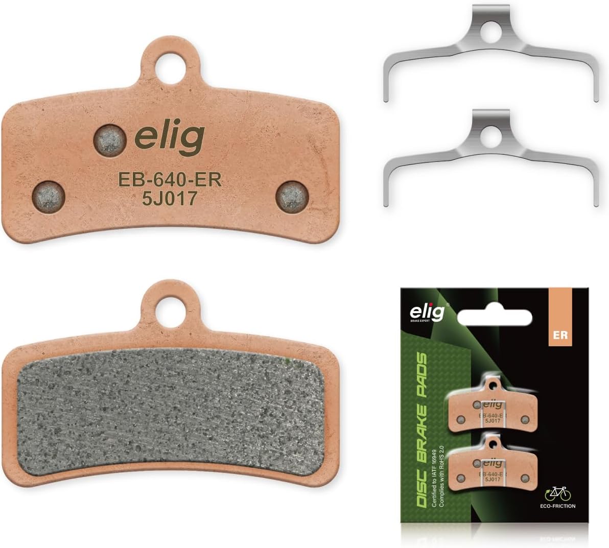 ELIG Bike Disc Brake Pads for Shimano Deore XT M8020, M8120/Saint M810, M820/SLX M7120/XTR M9120/Zee M640/Tektro Orion 4P, Dorado/Trp Quadiem, Slate T4 ｜MTB/eMTB/Downhill