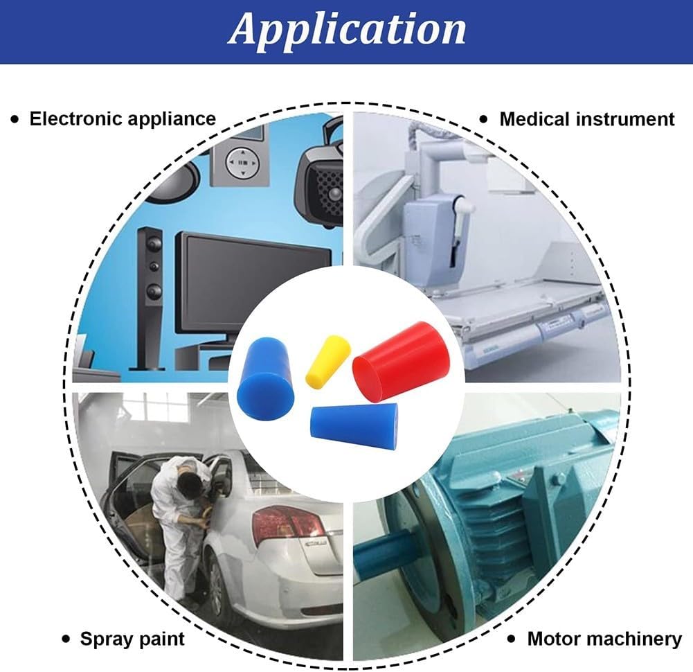 High Temp Silicone 40-Pc Tapered Rubber Stoppers Kit For Powder Coating Masking Anodizing Paint Booth Supplies Heat Resistant Caps-600F