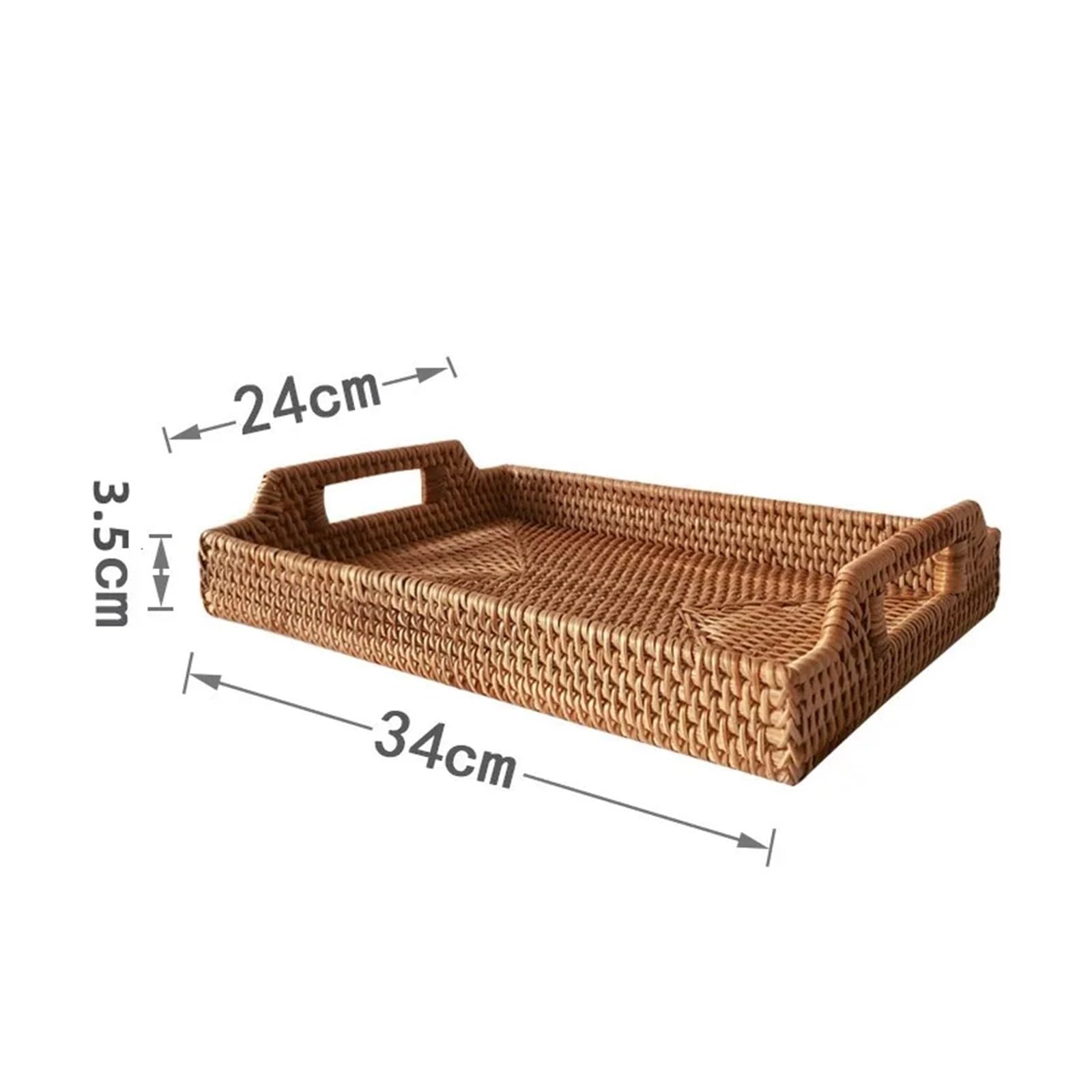 Bandeja de Mimbre Bandeja de Almacenamiento de ratán, Cesta de Mimbre Tejida a Mano, Plato de Comida for Aperitivos y Pan, Plato for Pastel de Fruta, Bandeja for Servir Cena, Bandeja de té(D 37x27cm)