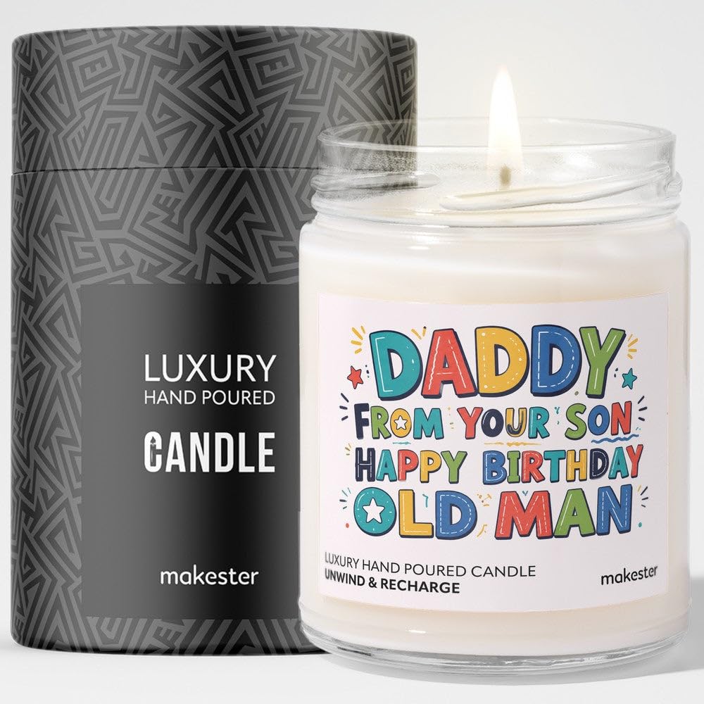 Daddy Gifts from Son - Luxury Soy Wax Candle - Vanilla, Jasmine, Sugared Almond - Makester