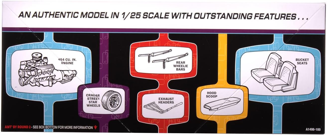 AMT 1957 Chevy Corvette Street Machine 1:25 Scale Model Kit – Kustom Kruisers Series, 454 Big Block V-8 Engine, Fender & Hood Scoops, Wheelie Bars, Chrome Details & Goodyear Tires