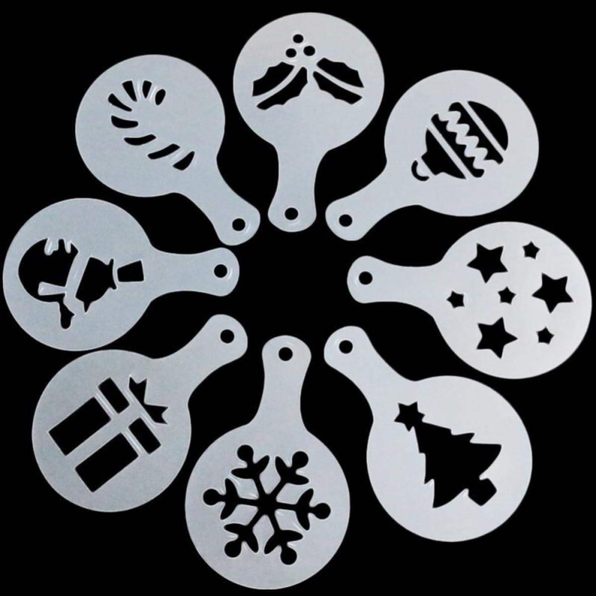 8 Pcs Christmas Fondant Mold Plastic Baking Stencils