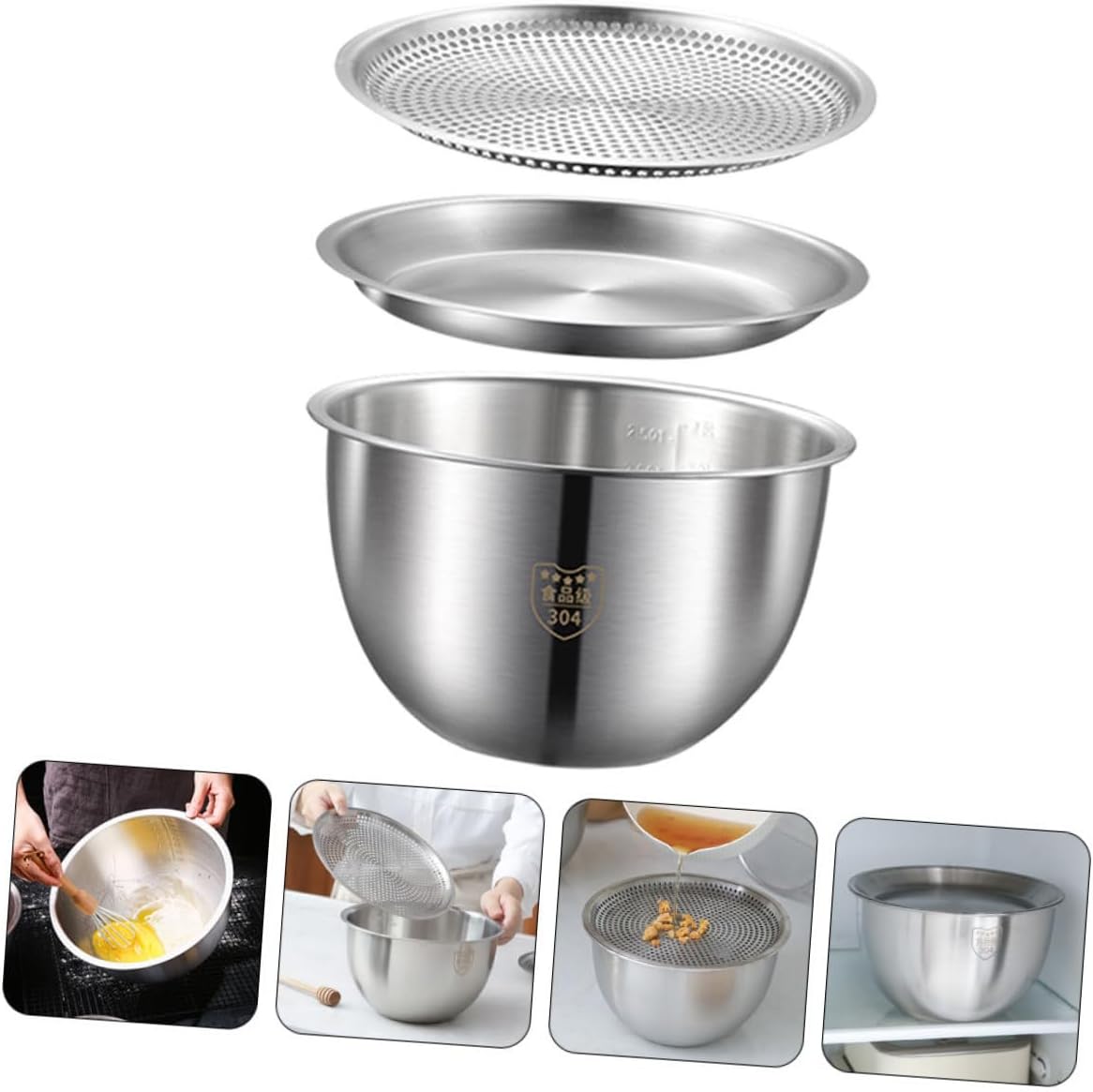 Stainless Steel Rice Strainer Basin Multipurpose Vegetable Colander with Smooth Edges Convenient Washing Bowls for Kitchen Food Prep and Draining Space-saving Cooking Strainers