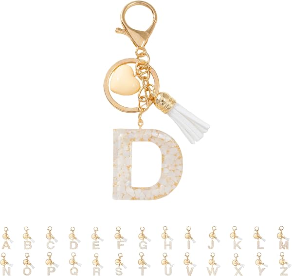 Llaveros Letras Corazón Blanco, Regalo Original para Novia,Llaveros Personalizados con Iniciales para, Porta Llaves Romántico para Mochila y Coche - 1