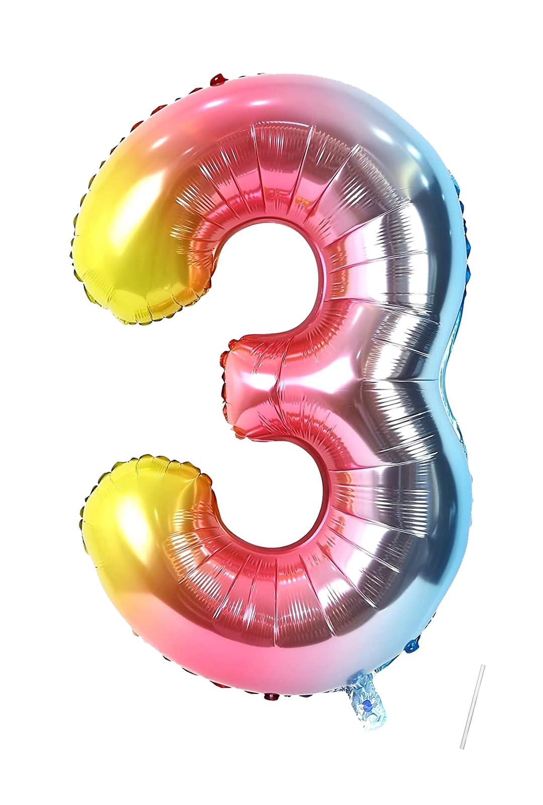 Birthday Foil Balloon Number 3 with Unicorn, 101 cm Rainbow Balloons, Helium Balloon, Girls' Birthday Balloon Decoration, Wedding, Anniversary, Party, Decoration - Flies with Helium