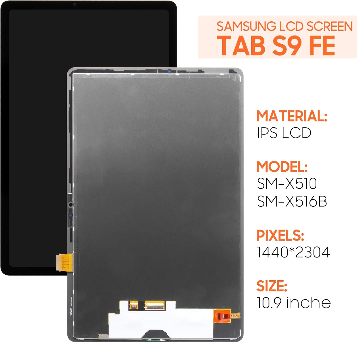for Samsung Galaxy Tab S9 FE Screen Replacement LCD Display SM-X510, SM-X516B Touch Screen Digitizer Full Assembly,with Tools(Black)