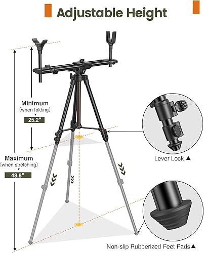 Miniatura 10 de Hunting Rests, Shooting Tripod with Dual Frame, Flexible Orientation, Adjustable Height, Shooting Tripod Max Provide Maximum Shooting Stability for