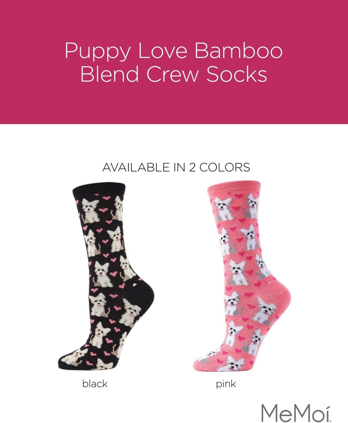 MeMoi Puppy Love Rayan Blend Crew Socks - Image 3