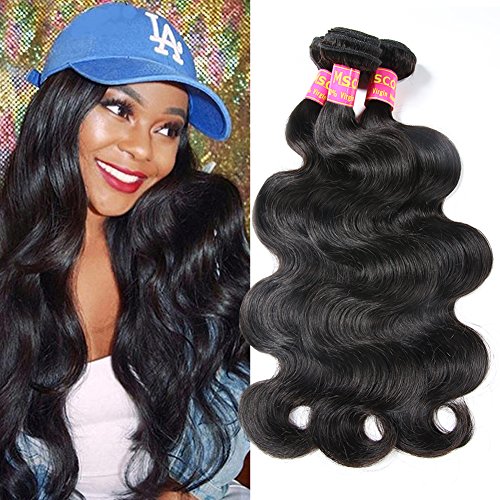 Mscove 8A Peruvian Hair Body Wave 3 Bundles 12 14 16 inch Virgin Human Hair Weave Bundles Peruvian Virgin Hair Total 300g Natural Black