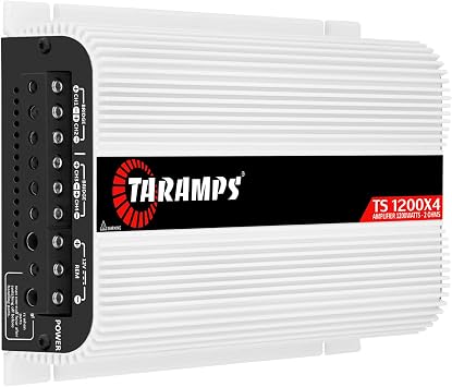 Taramps TS 1200x4 Amp Car Audio 1200W RMS 2 Ohm 4 Channel 2 Bridge Channel Full Range Crossover Fixed RCA/Wire Input - Multi-Channel Class D