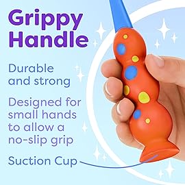 Trueocity Kids Toothbrush 6 Pack - Soft Contoured Bristles - Child Sized Brush Heads (3-10 Year Old) - Suction Cup for Fun & Easy Storage - Girl & Boy Set (6-Pack, Blue & Orange)