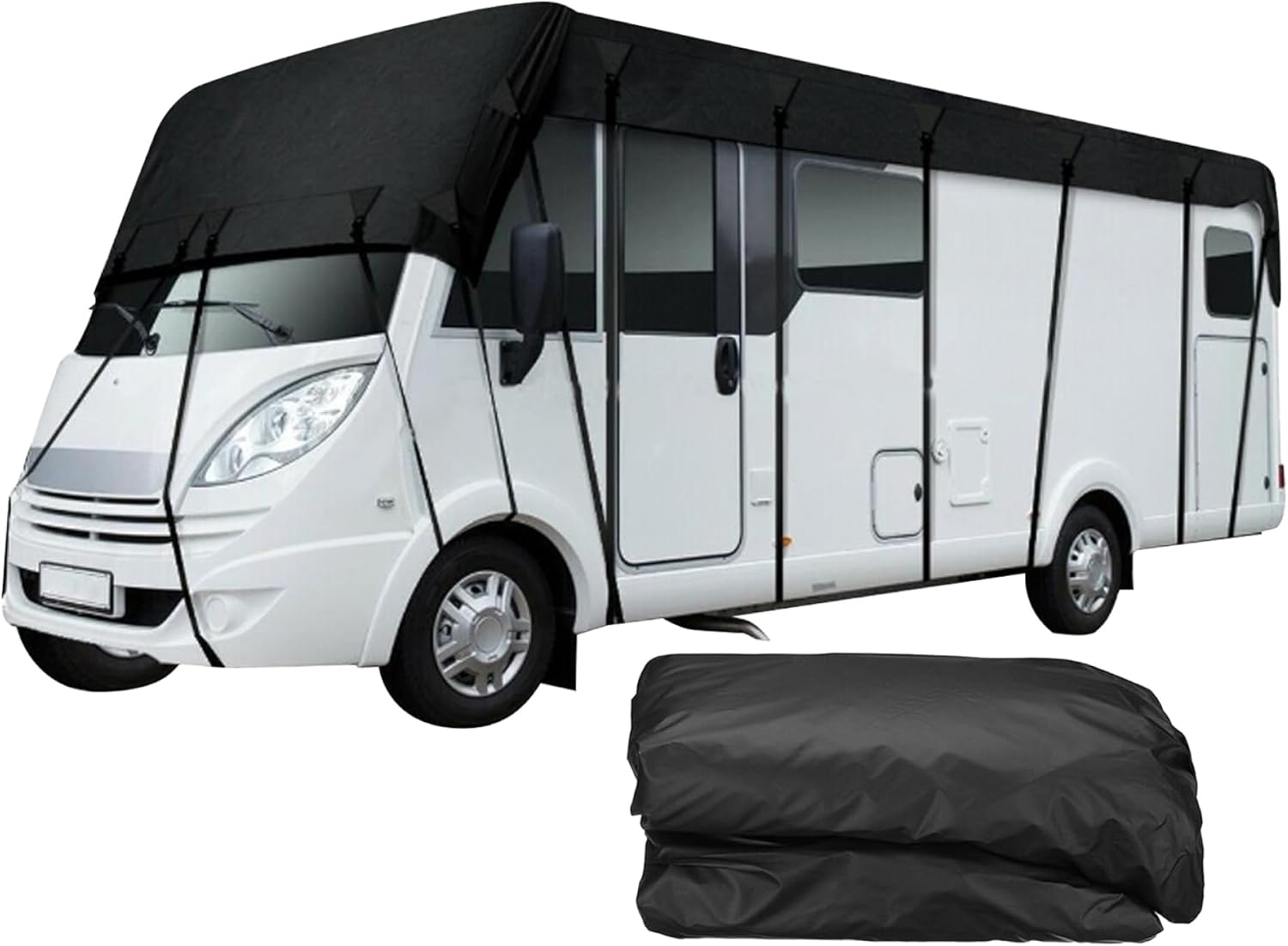 21x10 Ft Motorhome Roof Cover - 210D Oxford Cloth Weather-Resistant RV Caravan Tarpaulin, Foldable and Waterproof for Travel and Outdoor Protection