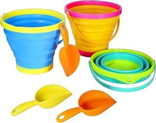 Holady Collapsible Buckets, Collapsible Pail,Sand Buckets and Sand Shovels Set,Foldable Pail Bucket Multi Purpose for Beach, Camping Gear Water and Food Jug, Dog Bowls-2.5 L(6 PCS)