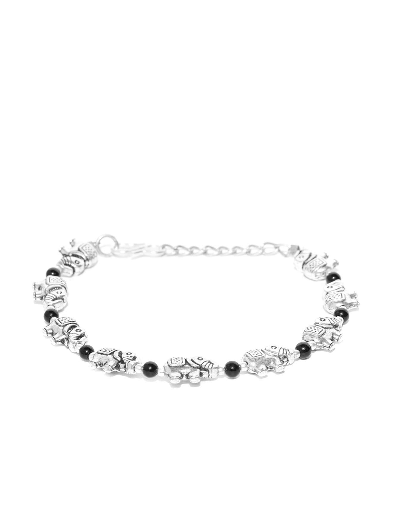 Priyaasi Antique Oxidised Silver-Toned Elephant Inspired Adjustable Chain Bracelet for Women and Girls (B07Z9GLLL2) Amazon Price History, Amazon Price Tracker
