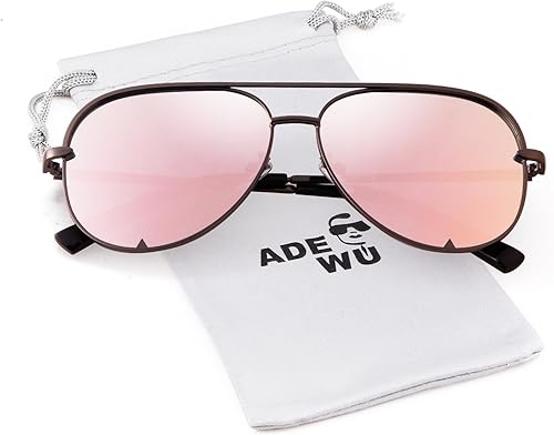 Miniatura 7 de ADE WU Gafas de sol estilo aviador retro de gran tamaño para mujer, clásicas, negras, doradas, de metal, vintage, grandes pilotos
